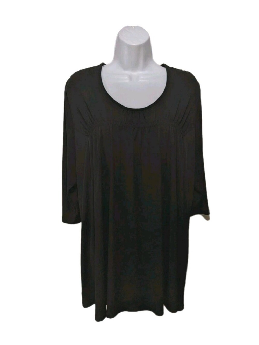 Susan Graver Liquid Knit Tunic Top L Black Mature Minimalist #7800
